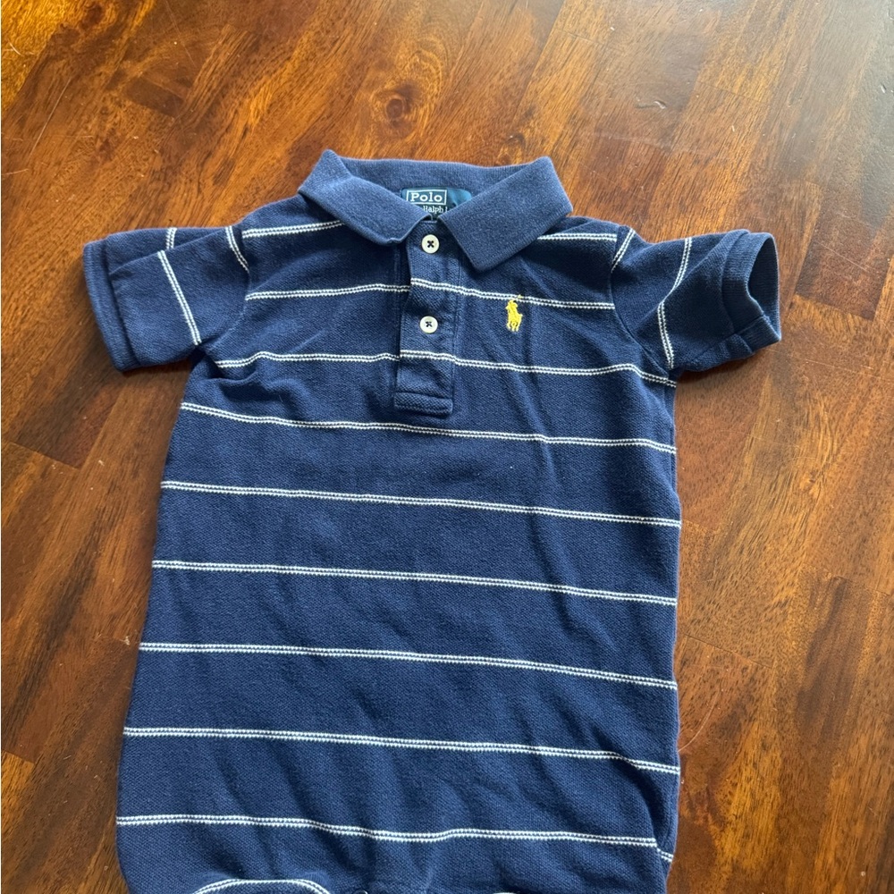 Polo by Ralph Lauren Kids Navy and White Striped Polo one piece
